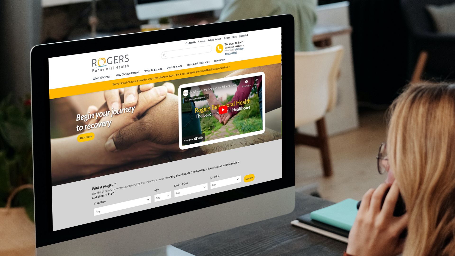 Rogers Behavioral Health Home Page Screenshot 