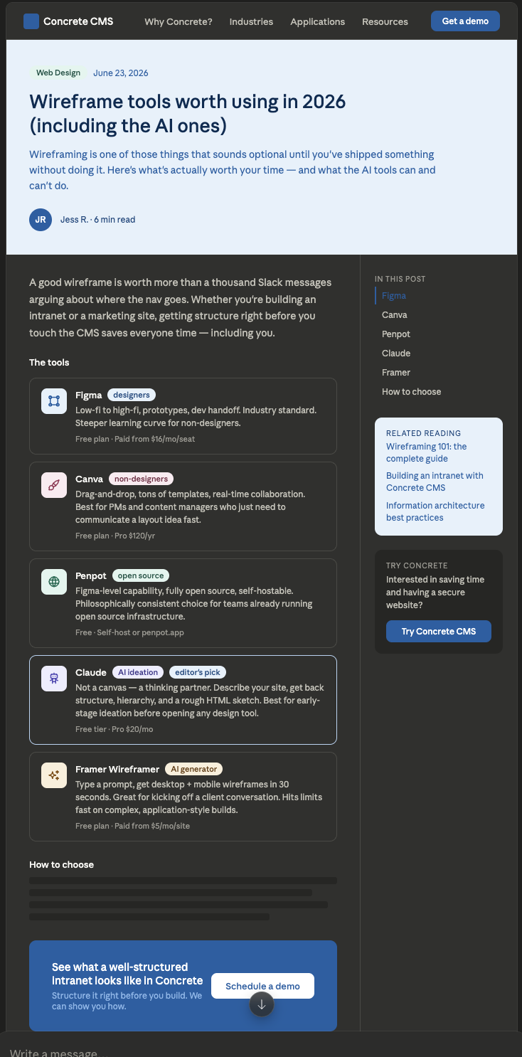Claude AI Wireframe Mockup